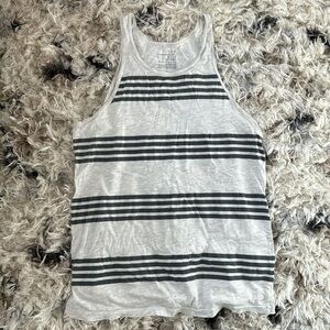 Blue Crown striped white and grey tank top